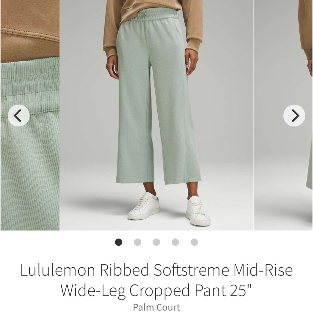 lululemon athletica Green Ribbed Softstreme Cropped Pants